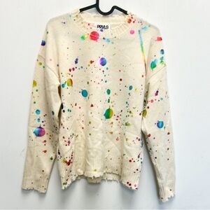 PRVLG Thread of Privilege splatter paint cashmere sweater